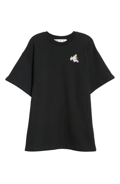 Shop Off-white Floral Arrow Logo Graphic T-shirt Dress In Black Multi