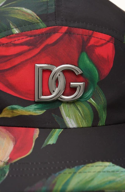 Shop Dolce & Gabbana Dg Rose Print Baseball Cap In Rose/ Nero