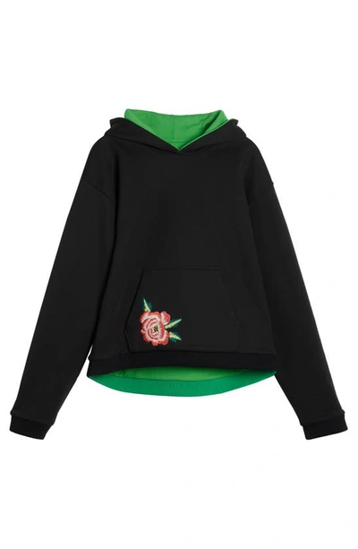 Shop Kenzo Reversible Embroidered Map Cotton Hoodie In Black