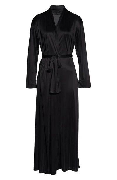 Shop Natori Aphrodite Satin Long Robe In Black