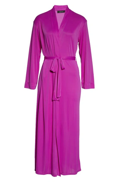 Shop Natori Aphrodite Satin Long Robe In Magenta Purple