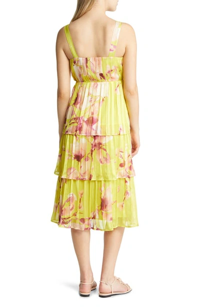 Shop Btfl-life Oleander Pleated Tiered Dress In Bright Orchid