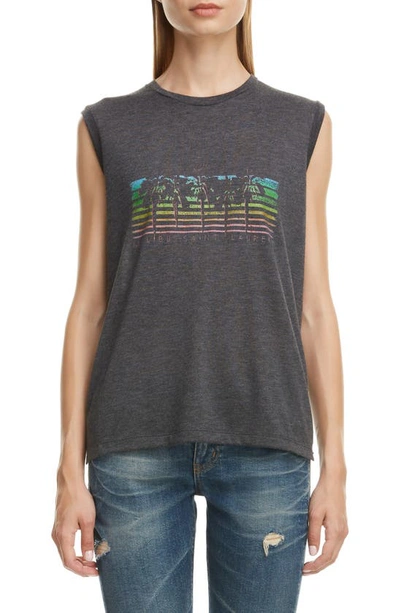 Shop Saint Laurent Malibu Graphic Muscle Tee In Gris/multicolore