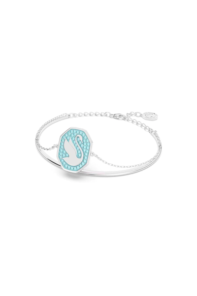 Shop Swarovski 'signum' Stiff Bracelet In Silver,light Blue