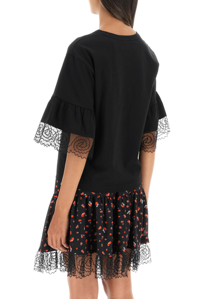 Shop See By Chloé T-shirt With Lace Sleeves In Black