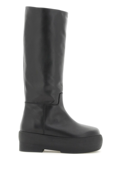 Gia Borghini Black Slip-on Boots With Chunky Sole In Black