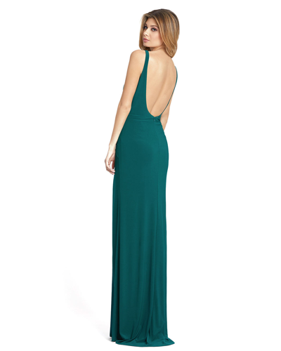 Shop Mac Duggal Sleeveless Scoop Neck Ruched Side Knot Gown In Emerald