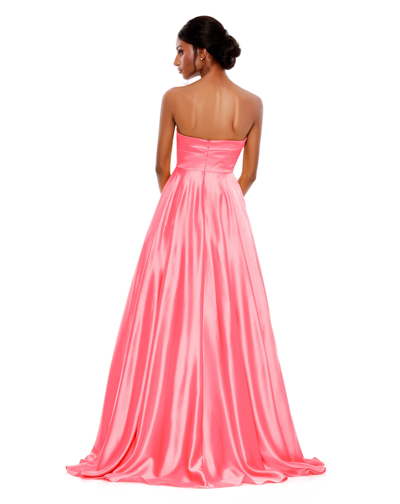 Shop Mac Duggal Bow Sweetheart Strapless A Line Gown In Blush