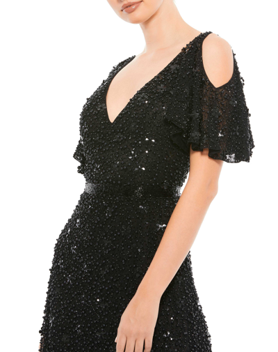 Shop Mac Duggal Embellished Cold Shoulder Cocktail Dress - Final Sale In Black