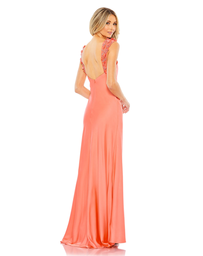 Shop Mac Duggal Embellished Empire Waist Column Gown (nordstrom Closeout) In Coral