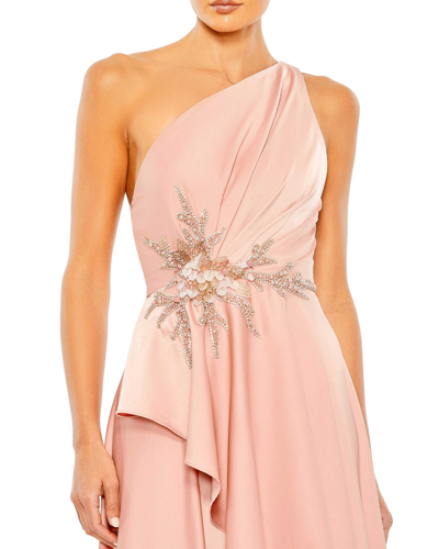 Shop Mac Duggal Embellished One Shoulder Asymmetrical Gown In Rose