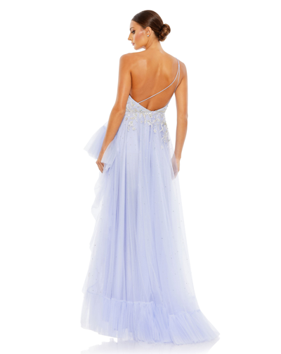 Shop Mac Duggal Embellished One Shoulder Asymmetrical Hem Gown - Final Sale In Periwinkle