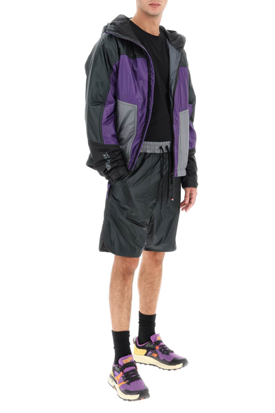 Shop Moncler Ripstop Nylon Short In Black,purple,grey