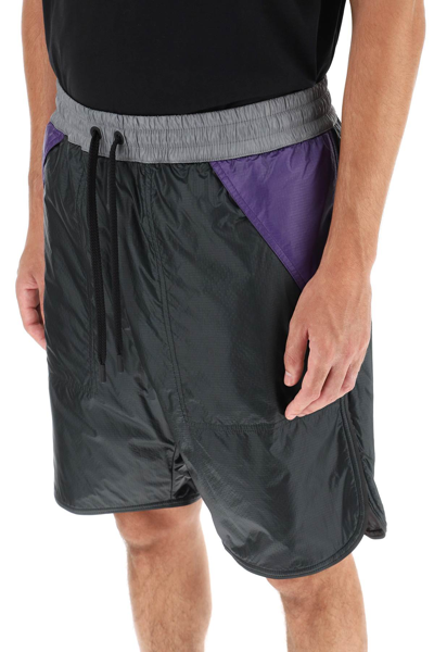 Shop Moncler Ripstop Nylon Short In Black,purple,grey