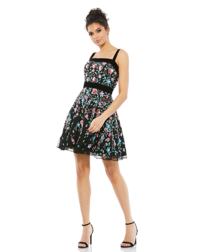 Shop Mac Duggal Floral Embellished A-line Dress In Black Multi