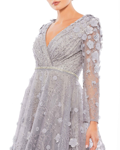 Shop Mac Duggal Floral Embellished Lace A-line Cocktail Dress In Gray
