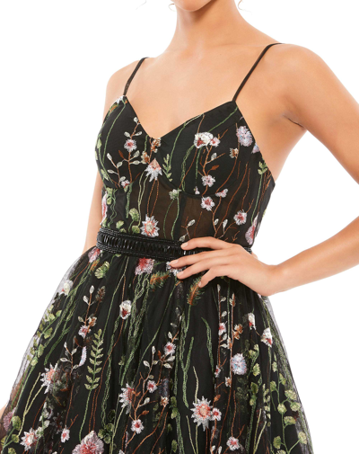 Shop Mac Duggal Floral Embroidered Bustier A-line Dress In Black Multi