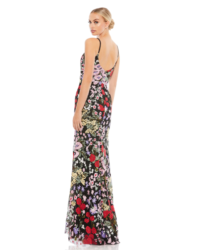 Shop Mac Duggal Floral Embroidered Lace Sweetheart Gown In Black Multi