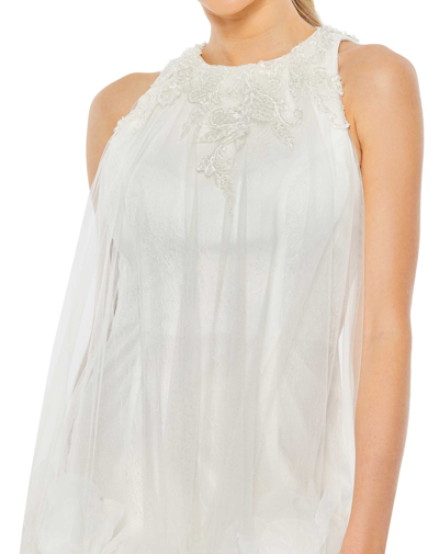 Shop Mac Duggal Halter Neck Flowy Petal A Line Mini Dress In White