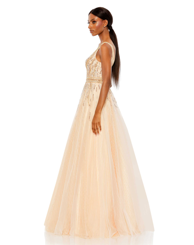Shop Mac Duggal Jewel Encrusted Tulle Ball Gown - Final Sale In Peach Blossom