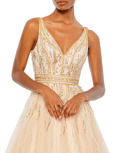 Shop Mac Duggal Jewel Encrusted Tulle Ball Gown - Final Sale In Peach Blossom