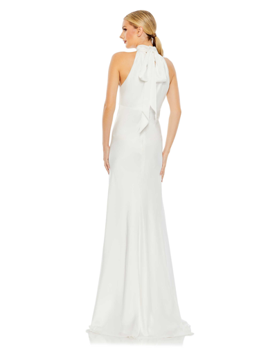 Shop Mac Duggal Keyhole Halter Empire Waist Gown In White