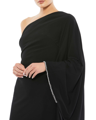 Shop Mac Duggal One Shoulder Asymmetrical Hem Flowy Dress In Black