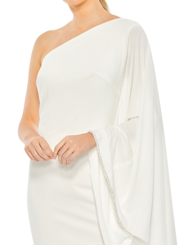 Shop Mac Duggal One Shoulder Asymmetrical Hem Flowy Dress In Ivory