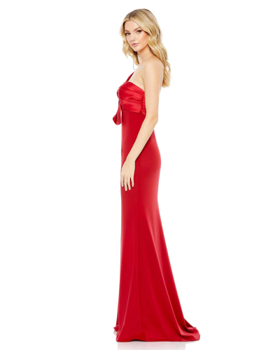 Shop Mac Duggal One Shoulder Draped Trumpet Gown - Final Sale In Red