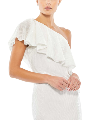 Shop Mac Duggal One Shoulder Ruffled Cocktail Dress - Final Sale In White