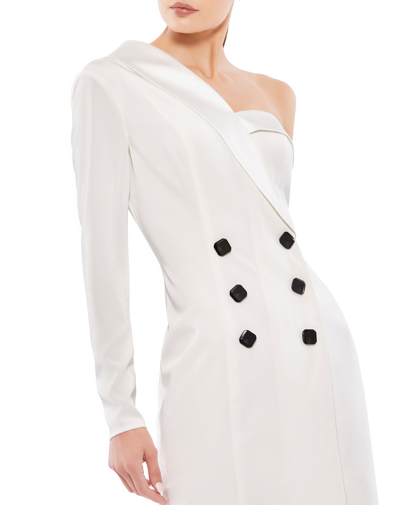Shop Ieena For Mac Duggal One Sleeve Tuxedo Dress - Final Sale In White