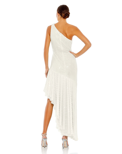 Shop Mac Duggal One Shoulder Asymmetrical Hem Dress In White