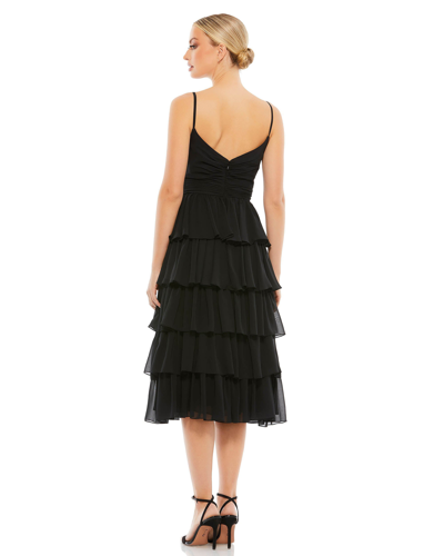 Mac Duggal High Neck Cape Mini Dress With Ruffle Hem In Black