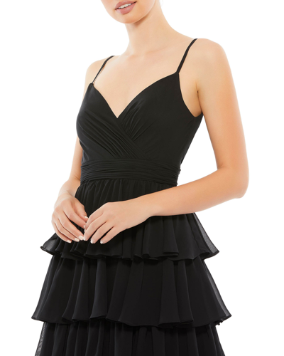 Mac Duggal High Neck Cape Mini Dress With Ruffle Hem In Black