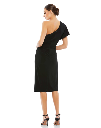 Shop Mac Duggal One Shoulder Midi Length Jersey Dress In Black