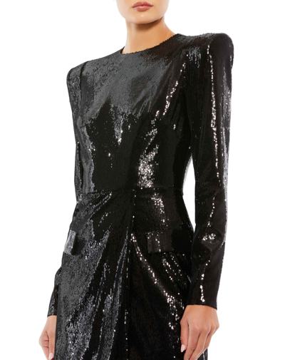 Mac Duggal Sequined Structured Faux Blazer Mini Dress In Black