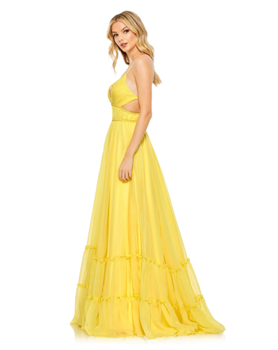 Shop Mac Duggal Solid Tiered Ruffle Strapless Dress - Final Sale In Buttercup