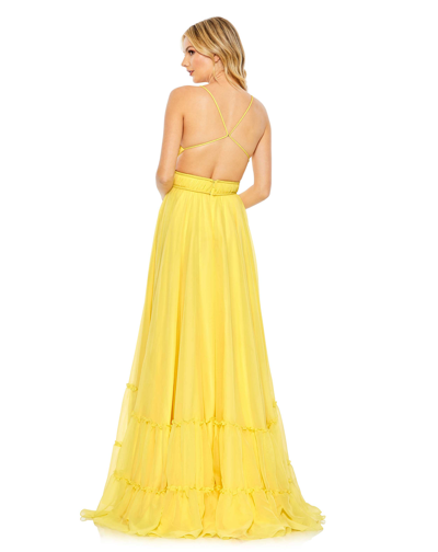 Shop Mac Duggal Solid Tiered Ruffle Strapless Dress - Final Sale In Buttercup