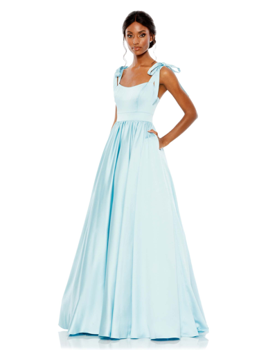 Mac Duggal Women s Ieena Satin Fit flare Ballgown In Powder Blue