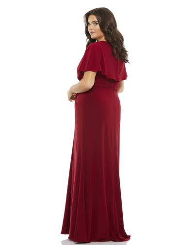Shop Mac Duggal Twist Waist Jersey Gown (plus) In Deep Red