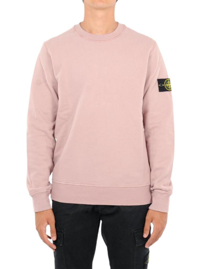 Shop Stone Island Men's Pink Cotton Sweatshirt