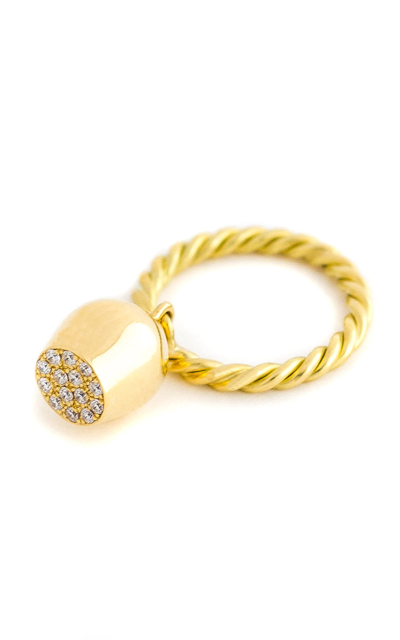 Shop Haute Victoire 18k Yellow Gold Diamond Lune Charm Ring