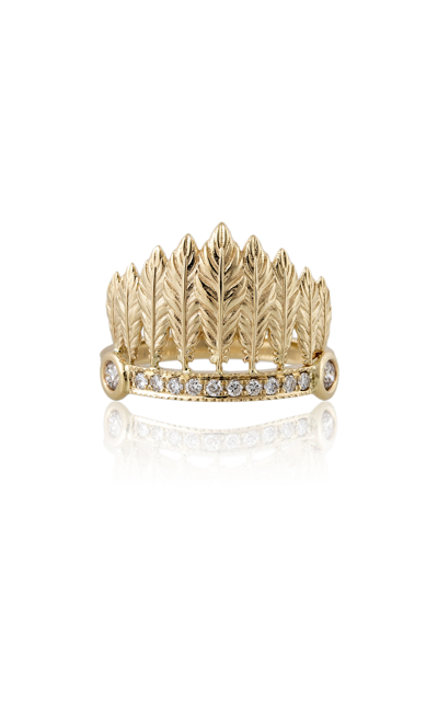 Shop Jacquie Aiche Women's 14k Yellow Gold Feather Headdress Ring