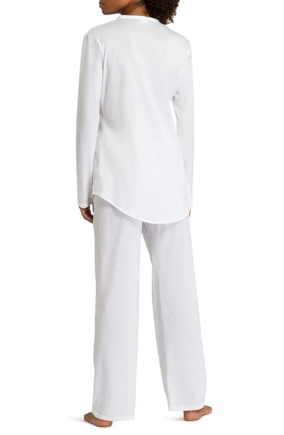 Shop Hanro Cotton Deluxe Pajamas In 101 - White