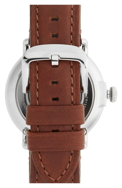 Shop Shinola Runwell Leather Strap Watch, 47mm In Oat