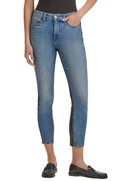 Shop Jen7 By 7 For All Mankind 50/50 Coated Ankle Skinny Jeans In Heather Mist