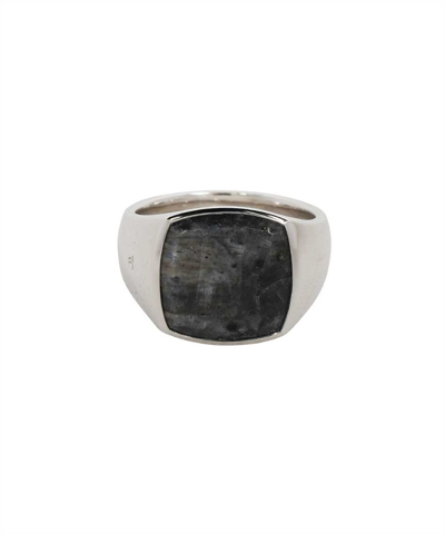 Shop Tom Wood Cushion Larvikite Ring In Black