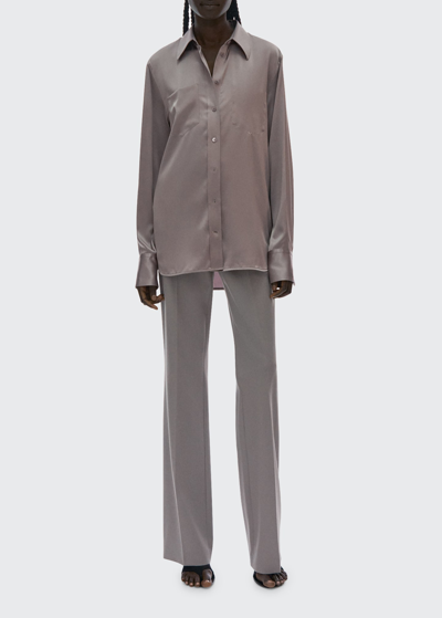 Shop Helmut Lang Silk Button-front Shirt In Wisteria