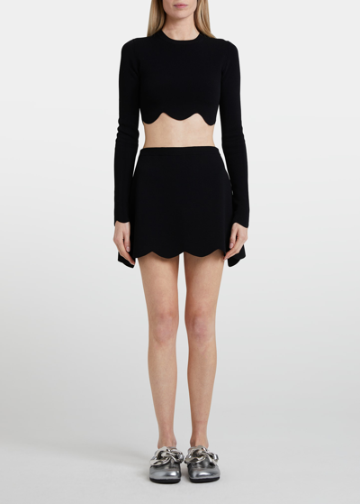 Shop Jw Anderson Scalloped-hem Mini Skirt In Black