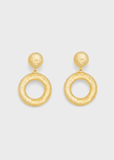 Shop Ben-amun Gold Hammered Clip-on Earrings In Yg